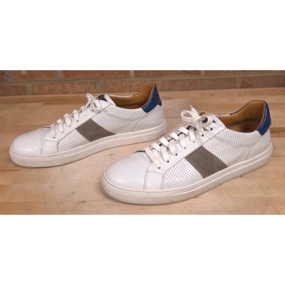 Magnanni Saks Fifth Avenue Shoes Mens 12M White Leather Low Top Sneakers 22642